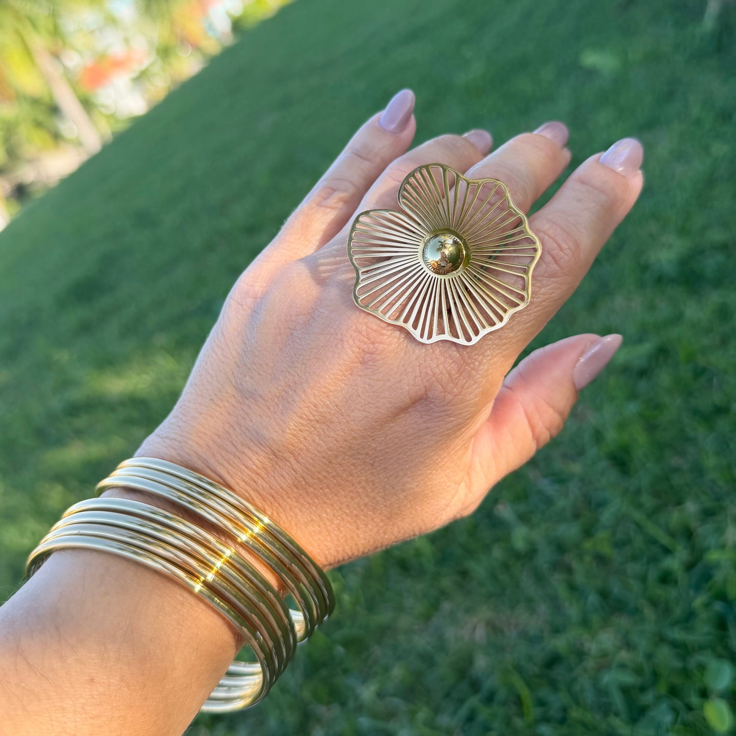 Sortija y Set de Bangles de Acero Inoxidable