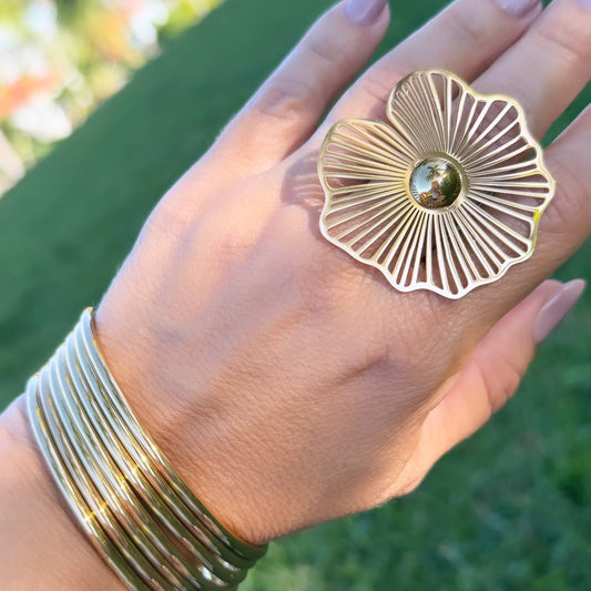 Sortija y Set de Bangles de Acero Inoxidable