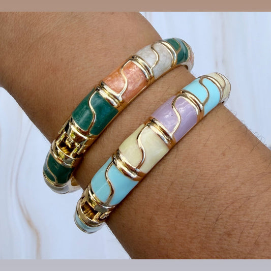 Pulseras Bangles de Colores - Oro Laminado